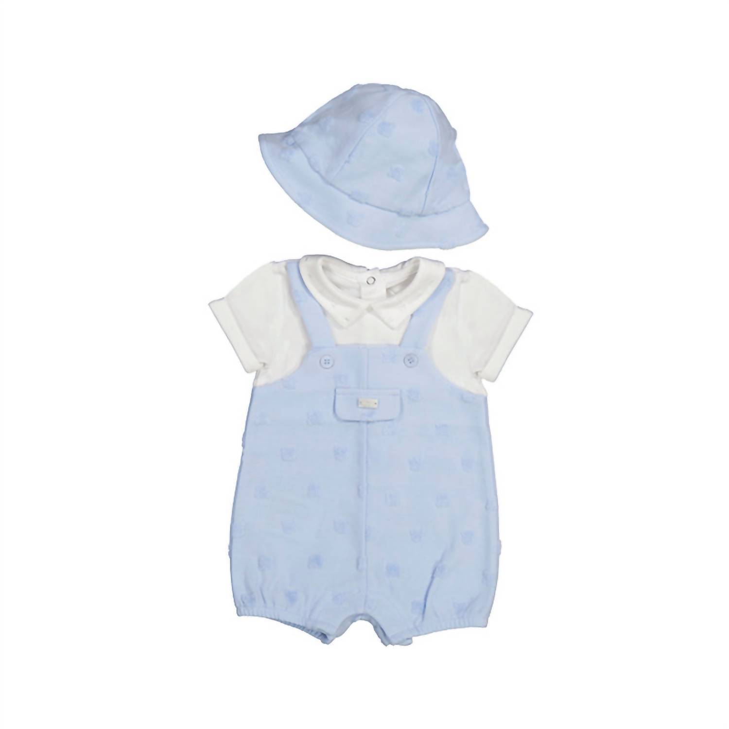 New Mayoral Baby's Overall With Hat Set In Blue
